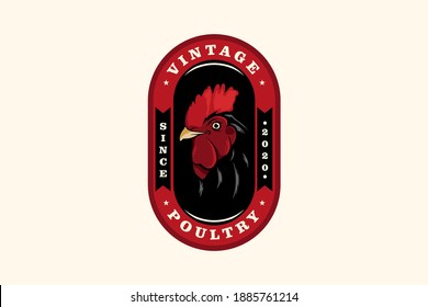 Hen Poultry Breeding Chicken Rooster Farm Badge Symbol Icon Company Logo or merchandise Design