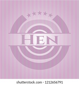 Hen realistic pink emblem