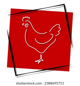 hen red banner in frame. Vector illustration.