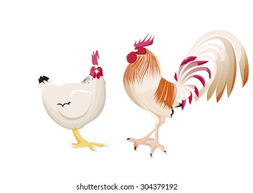 Hen and rooster in talking
