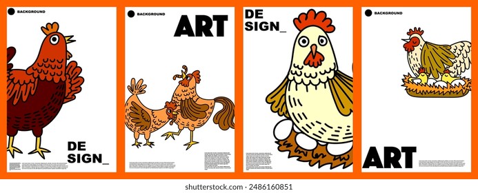 hen, roster background for design, background, banner, poster, etc