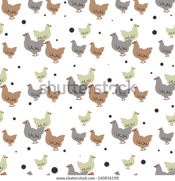 Hen Seamless Pattern Vector Animal Background Stock Vector (Royalty ...