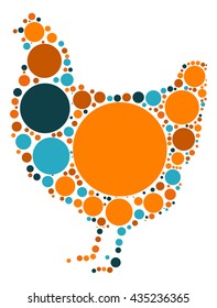 hen shape vector design by color point