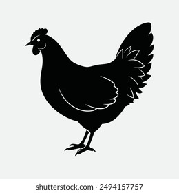 Hen Silhouett Illustration, Cartoon Clipart, Line Art, Printable Graphic Design, Stock Graphics, Digital Art File, Hen Clipart, Vector Hen, Line Art Hen, Print Ready, Download.