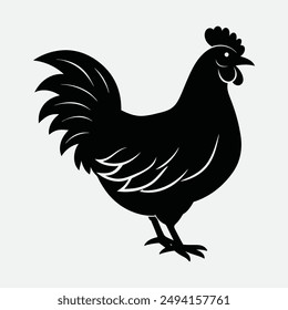 Hen Silhouett Illustration, Cartoon Clipart, Line Art, Printable Graphic Design, Stock Graphics, Digital Art File, Hen Clipart, Vector Hen, Line Art Hen, Print Ready, Download.