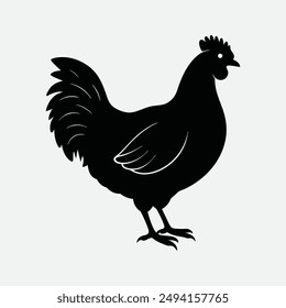 Hen Silhouett Illustration, Cartoon Clipart, Line Art, Printable Graphic Design, Stock Graphics, Digital Art File, Hen Clipart, Vector Hen, Line Art Hen, Print Ready, Download.