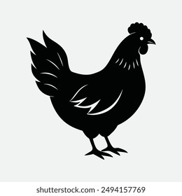 Hen Silhouett Illustration, Cartoon Clipart, Line Art, Printable Graphic Design, Stock Graphics, Digital Art File, Hen Clipart, Vector Hen, Line Art Hen, Print Ready, Download.