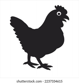 Hen silhouette isolated on white background.