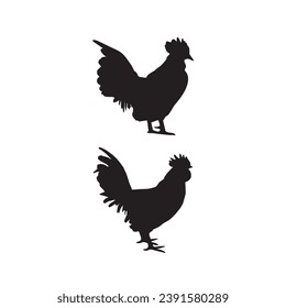 Hen silhouette set line art, Hen outline, Black and white, mother hen, mother and child hen