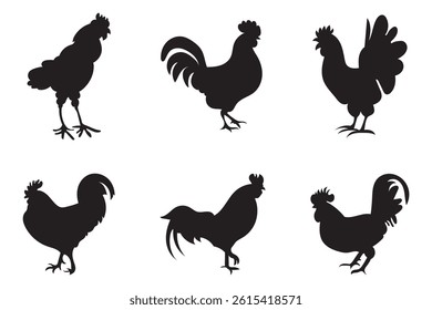 hen silhouette vector bundle set 
