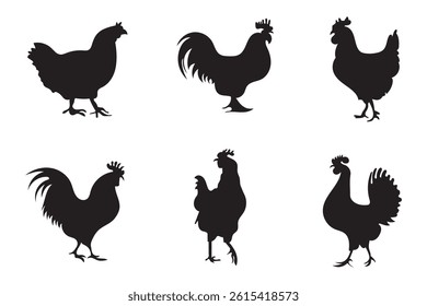 hen silhouette vector bundle set 
