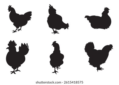 hen silhouette vector bundle set 
