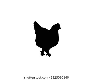 Hen silhouette. Vector illustration about farm domestic bird. Symbol of chicken meat and eggs. Animal logoin black color