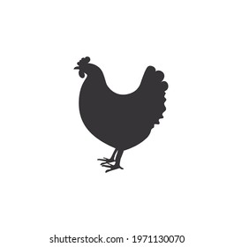 Hen silhouette vector on a white background