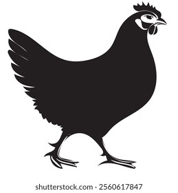 A Hen silhouette vector style with white background.