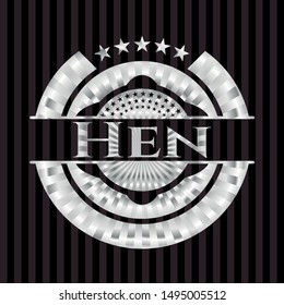 Hen silvery emblem. Vector Illustration. Mosaic.