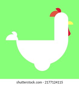 hen with simple geometric shapes on a green background
