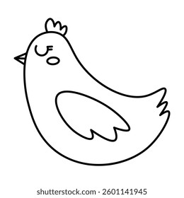 A hen with a simple hand-drawn outline. A charming and rustic spring or Easter design.