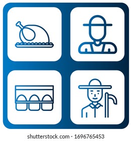 Cuando los iconos simples se establecen. Contiene iconos como pollo, granjero, cartón de huevo, puede ser usado para web, móvil y logotipo