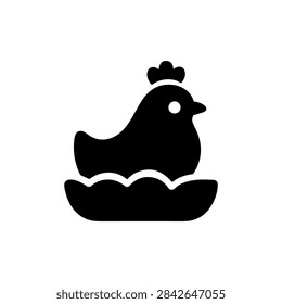 Hen Sitting in Nest Solid Icon