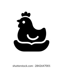 Hen Sitting on Nest Solid Icon