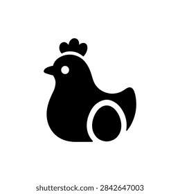 Hen Standing Beside Egg Solid Icon