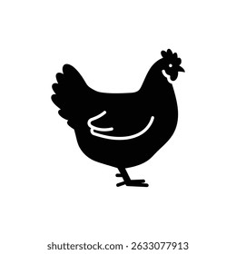 Hen Standing and Facing Right, Realistic Animal Illustration