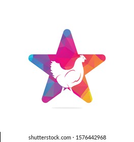 Hen star shape concept Logo Vector Illustration. Icon logo chicken bird vector. Icon Symbol. 