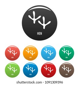 Hen step icon. Simple illustration of hen step vector icons set color isolated on white