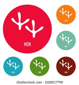 Hen step icons circle set vector isolated on white background