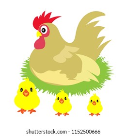 Hen Taking Care Children Stock Vector (royalty Free) 1152500666 