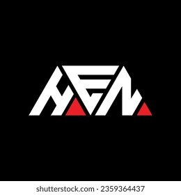 HEN triangle letter logo design with triangle shape. HEN triangle logo design monogram. HEN triangle vector logo template with red color. HEN triangular logo Simple, Elegant, and Luxurious design.