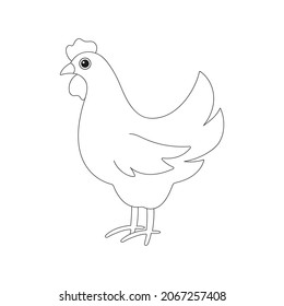 Hen. Vector illustration. Coloring book for children. Outline on an isolated background. Doodle style.