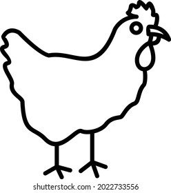 Hen Vector Line Icon Design
