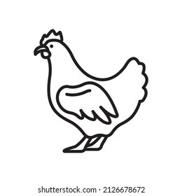 Hen Vector Outline Icon Design illustration. Agriculture and Farming Symbol on White background EPS 10 File