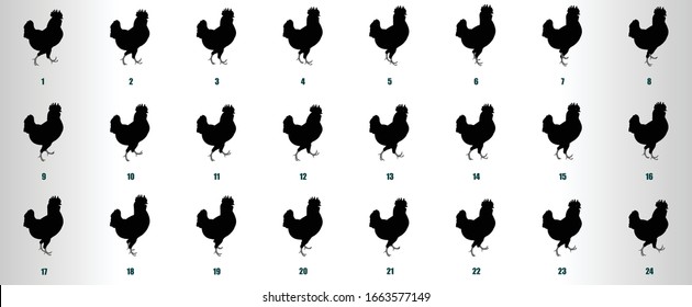 Hen Walk cycle animation sequence, loop animation sprite sheet