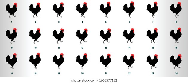 Hen Walk cycle animation sequence, loop animation sprite sheet
