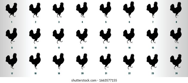 Hen Walk cycle animation sequence, loop animation sprite sheet