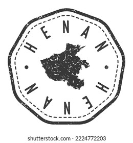 Henan, marca retro de sello de mapa de China. Pasaporte postal de Silhouette. Icono del vector de redondeo de sellado. Diseño de rehenes de insignia vintage.