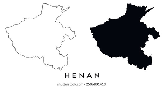 Henan map outline and black silhouette vector