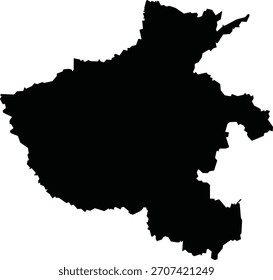 Henan Region of China Isolated Map Silhouette