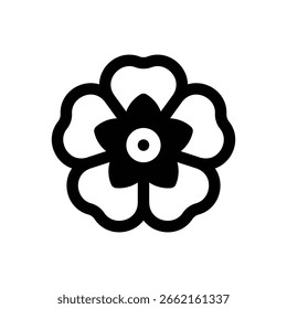Flor de Henbane. Ícone de vetor de traçado com contorno e detalhes preenchidos em preto.
