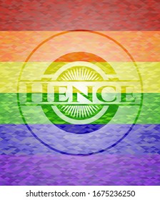 Hence emblem on mosaic background with the colors of the LGBT flag