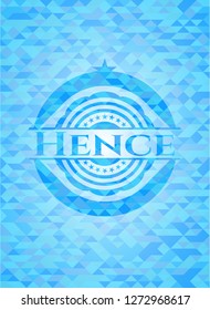Hence realistic light blue emblem. Mosaic background