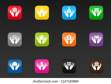 Hend and money vector icons for user interface design