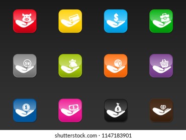 Hend and money vector icons for user interface design