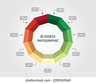 hendecagon shape template for infographic for presentation for 11 element
