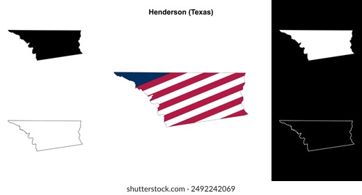 Henderson County (Texas) outline map set