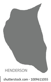 Henderson map of Pitcairn Islands grey illustration silhouette shape