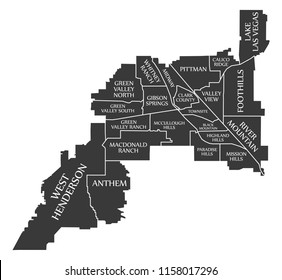 Henderson Nevada City Map Usa Labelled Stock Vector (Royalty Free ...